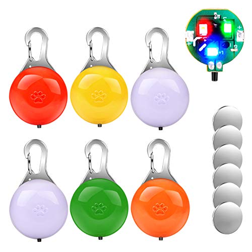 morpilot Collar LED Luz Perro, 6PCS Luces de Seguridad Coloridas para Perros y Gatos, Collar Luminoso Perro Impermeable, Colgante Luz Perro LED Noche con 3 Modos de Parpadeo (6 Baterías Adicionales)