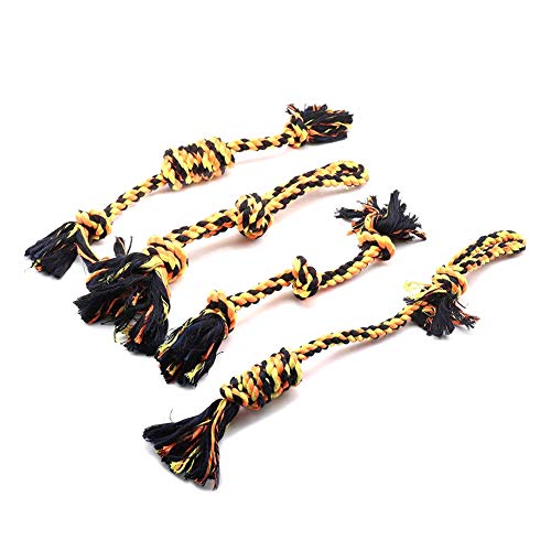 Mothcattl 8 unids/Set Mascota Perro Cachorro Cuerda Nudo Bola morder Dientes Limpieza Masticar Negro + Amarillo