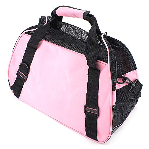 MoYouno Transportín Perro Gato Conejos Transpirable Plegable Pet Carrier Impermeable Bolso de Hombro Acolchado Suave Viaje Avion Tren o Auto por Pequeños Mascota, Rosado