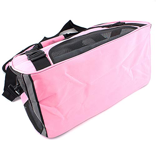 MoYouno Transportín Perro Gato Conejos Transpirable Plegable Pet Carrier Impermeable Bolso de Hombro Acolchado Suave Viaje Avion Tren o Auto por Pequeños Mascota, Rosado