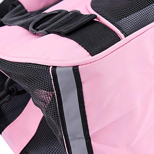 MoYouno Transportín Perro Gato Conejos Transpirable Plegable Pet Carrier Impermeable Bolso de Hombro Acolchado Suave Viaje Avion Tren o Auto por Pequeños Mascota, Rosado