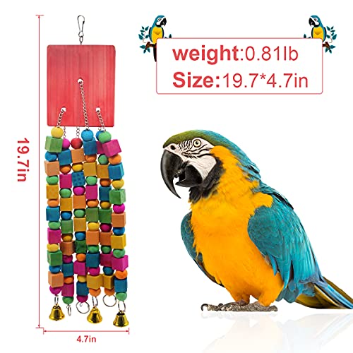 MQUPIN Juguete para masticar loros de aves para bloques de madera naturales multicolores medianos y grandes, juguetes para periquitos, juguetes para pájaros guacamayos grises africanos Canario