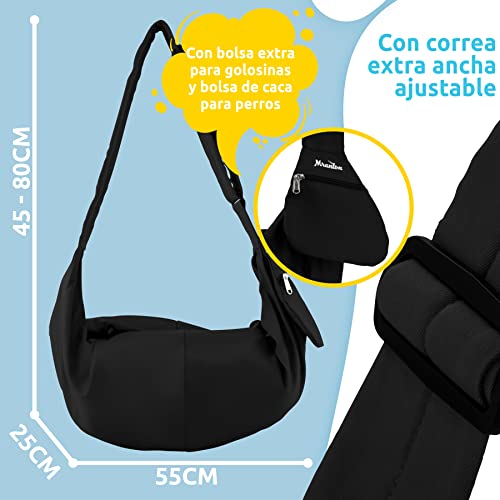 Mranton Bolsa para Perros -Bolsa de Transporte para Perros o Gatos - Bolsa para Cachorros de hasta 3 kg - Pequeña Bolsa Adicional incluida-Correa Ajustable para el Hombro-Nylon-Lavable-Cierre Seguro