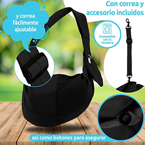 Mranton Bolsa para Perros -Bolsa de Transporte para Perros o Gatos - Bolsa para Cachorros de hasta 3 kg - Pequeña Bolsa Adicional incluida-Correa Ajustable para el Hombro-Nylon-Lavable-Cierre Seguro