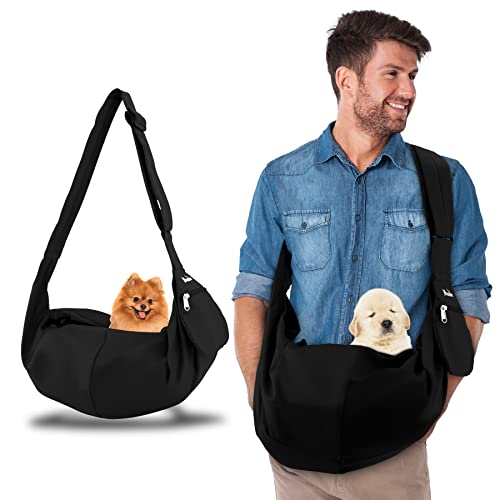 Mranton Bolsa para Perros -Bolsa de Transporte para Perros o Gatos - Bolsa para Cachorros de hasta 3 kg - Pequeña Bolsa Adicional incluida-Correa Ajustable para el Hombro-Nylon-Lavable-Cierre Seguro