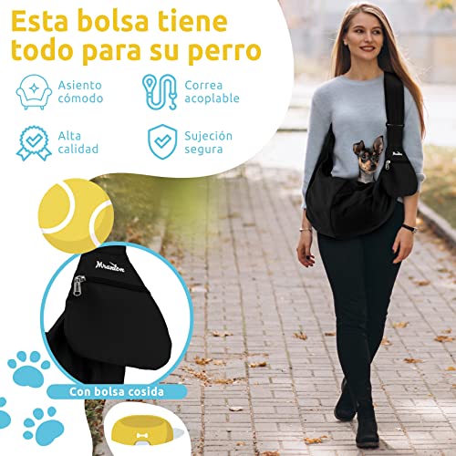 Mranton Bolsa para Perros -Bolsa de Transporte para Perros o Gatos - Bolsa para Cachorros de hasta 3 kg - Pequeña Bolsa Adicional incluida-Correa Ajustable para el Hombro-Nylon-Lavable-Cierre Seguro