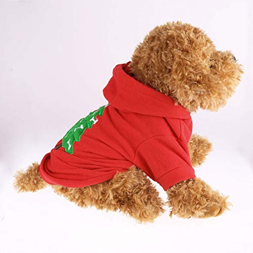 MSemis Disfraz Papá Noel Navidad para Perros Gatos Abrigo de Mascota Traje Árbol Navidad Chaqueta Mascotas Sudadera con Capucha Ropa Fiesta Navideña Invierno Rojo A XL