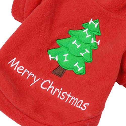 MSemis Disfraz Papá Noel Navidad para Perros Gatos Abrigo de Mascota Traje Árbol Navidad Chaqueta Mascotas Sudadera con Capucha Ropa Fiesta Navideña Invierno Rojo A XL