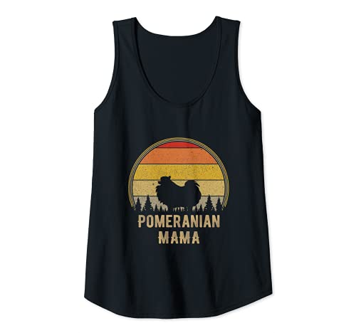 Mujer Perro Pomerania Mama Vintage Divertido Perro Pomerania Madre Camiseta sin Mangas