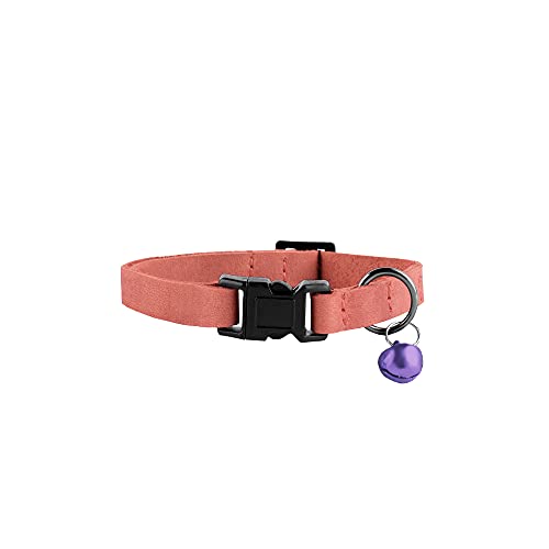 Murom Breakaway Collar de gato de cuero suave ajustable para mascotas gatitos collares con campana rosa marrón azul verde rojo (melocotón)