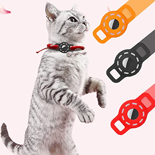 MUXIN AirTag Funda de Silicona para Collar de Mascota, Buscador de GPS AirTag portátil Ajustable para Collar de Perro y Gato 2 uds (Negro)