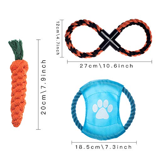 MY LIKE Juguetes de cuerda para mascotas, juguetes para masticar perros, entrenamiento de dentición interactivo, juego de 6 unidades, para perros medianos o pequeños Kong