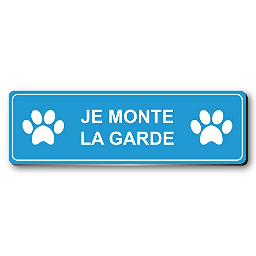 Mygoodprice Placa grabada personalizada con logotipo de Je Monte LA Guardia + Logo Pattes de Perro - 13 x 4 cm - Azul claro