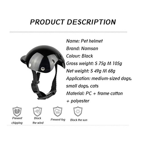 N / A Casco para Mascotas Accesorios para Sombreros para Perros Casco para Moto para Perros y Gatos (Negro, S)