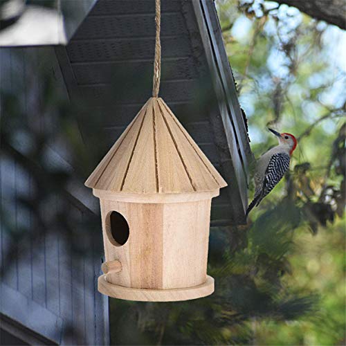 N-B Nido de pájaro de Madera Szaerfa, casa de pájaro Colgante, Jaula de pájaro de Madera Natural, Lugar de Descanso para pájaros, decoración de jardín para el hogar de pájaros