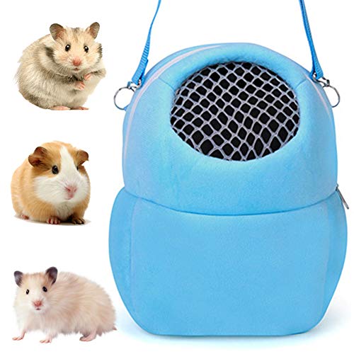 NALCY Portador de Hámster, Pet Carrier Bag, Bolsas de Transporte para Mascotas, Adecuado para Transportar Ratas Hámsters Ratones Ardillas Chinchillas Erizos y Otros Animales Similares (M, Azul)