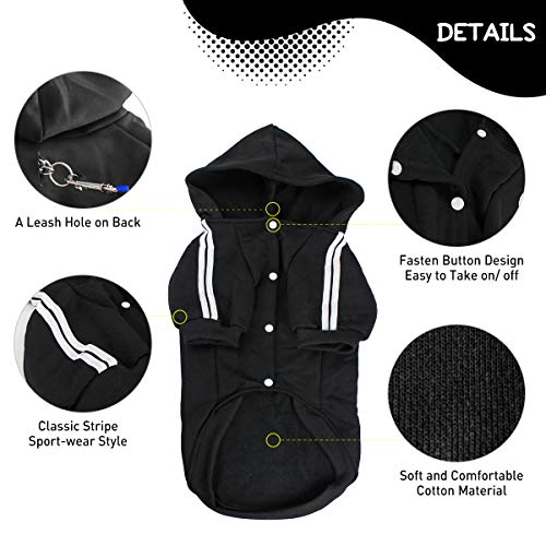 NAMSAN Sudaderas para Perros con Capucha Disfraces para Perros, Abrigo Perro de Invierno Suave y Cómoda, Ropa para Perros Medianos y Grandes, Negro-3XL