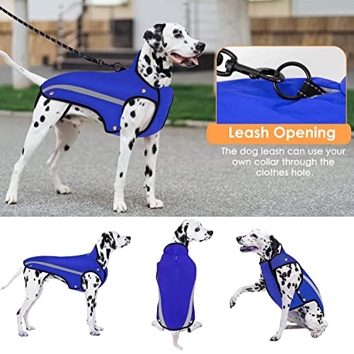 Nasjac Chaqueta de Invierno para Perros, Abrigo para Perros, Cuello Ajustable y tamaño de Pecho, Chaleco para Mascotas con Rayas Reflectantes, suéter Impermeable para Perros, Traje de Nieve (M, Azul)