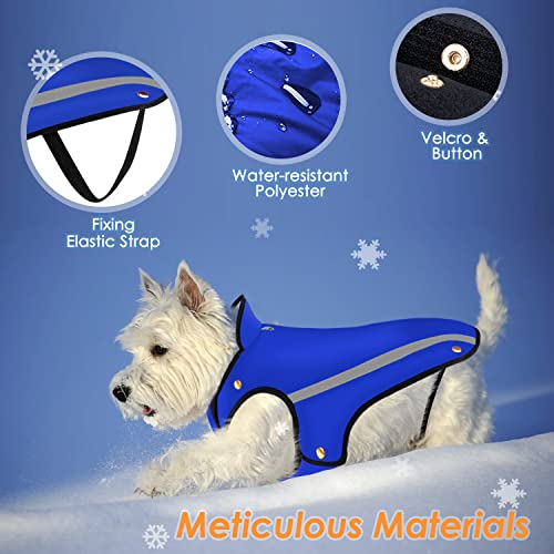 Nasjac Chaqueta de Invierno para Perros, Abrigo para Perros, Cuello Ajustable y tamaño de Pecho, Chaleco para Mascotas con Rayas Reflectantes, suéter Impermeable para Perros, Traje de Nieve (M, Azul)