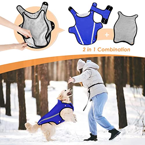 Nasjac Chaqueta de Invierno para Perros, Abrigo para Perros, Cuello Ajustable y tamaño de Pecho, Chaleco para Mascotas con Rayas Reflectantes, suéter Impermeable para Perros, Traje de Nieve (L, Rojo)