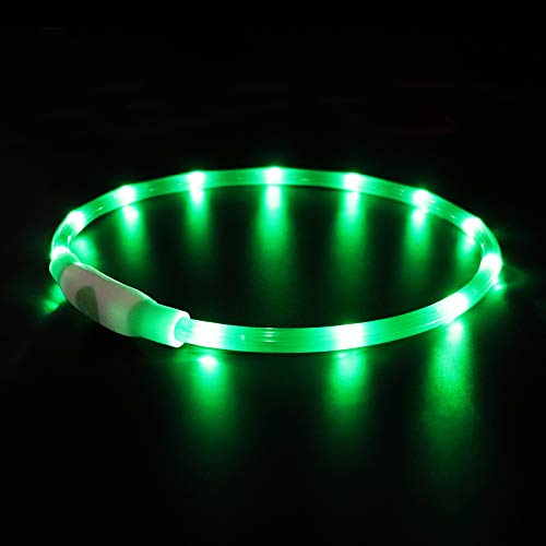 NASTRA Collar Luminoso Perro,Recargable Collares Luminosos para Perros,Collar Led Perro Luz Mayor Visibilidad y Seguridad Talla única para Todos los Perros y Gatos