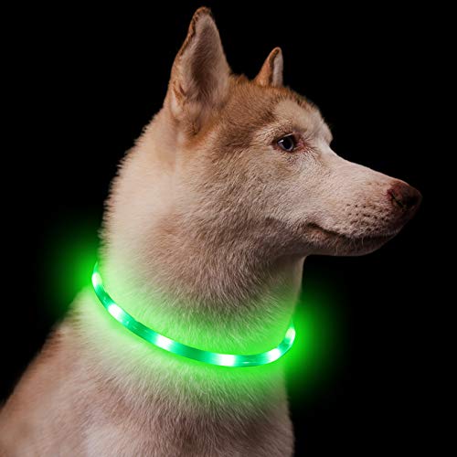 NASTRA Collar Luminoso Perro,Recargable Collares Luminosos para Perros,Collar Led Perro Luz Mayor Visibilidad y Seguridad Talla única para Todos los Perros y Gatos