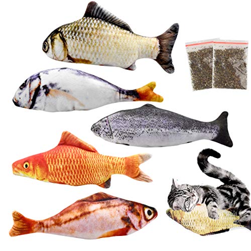 Natuce 5pcs Juguete Hierba Gatera, 20CM Juguete para Gato, Catnip Juguetes, Forma de Pez, Juguetes Simulación Peluches Pescado, Juguetes para Mascotas, Pescados del Juguete, Interactiva Mascota