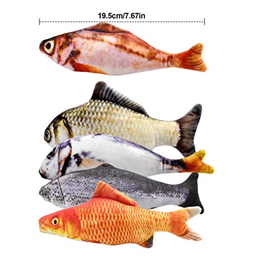 Natuce 5pcs Juguete Hierba Gatera, 20CM Juguete para Gato, Catnip Juguetes, Forma de Pez, Juguetes Simulación Peluches Pescado, Juguetes para Mascotas, Pescados del Juguete, Interactiva Mascota