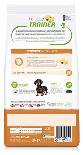 Natural Trainer Sensitive No Gluten - Pienso para Perros Mini-Toy Adult con Cerdo y Cereales Integrales - 2kg