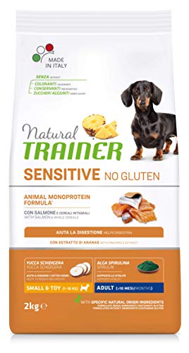 Natural Trainer Sensitive No Gluten - Pienso para Perros Mini-Toy Adult con Salmón y Cereales Integrales - 2kg