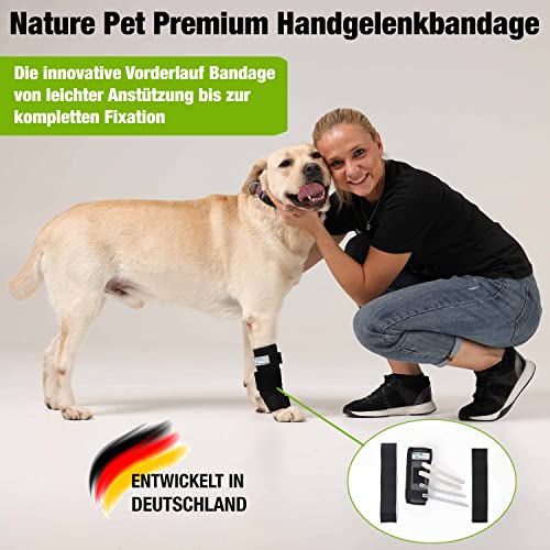 NATURE PET Vendaje Premium para la articulación carpometacarpiana de Perros/Vendaje para la articulación carpiana de Perros/Vendaje para Las extremidades Delanteras - Negro - M