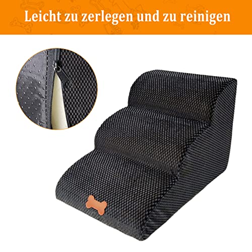 NATUREACT Escalera de 3 peldaños para mascotas, perros, gatos y perros, con funda de felpa, escalera, rampa para perros pequeños y grandes, cama, sofá, 60 x 42 x 39 cm (A)