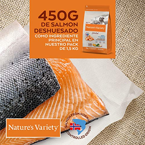 Nature's Variety Selected - Pienso para perros adultos mini con salmón noruego sin espinas 1,5 Kg