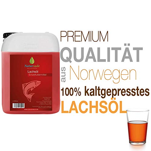 Naturzade Aceite de salmón, bidón de 3 litros para perros y caballos con ácidos grasos Omega 3 y Omega 6, aceite de pescado prensado en frío y aceite descalzo