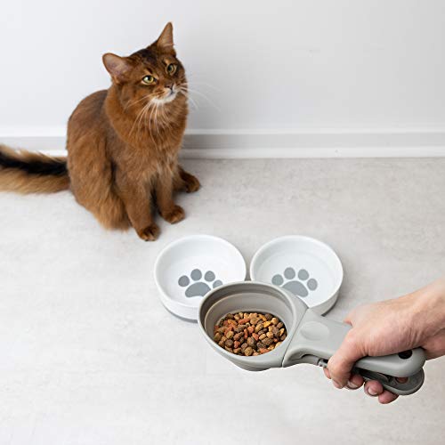 Navaris 2X Medidor pienso para Mascotas - Set de cucharas medidora para Comida Arena de Perro Gato - Palas para Servir en comedero con Clip de Agarre