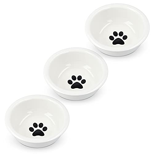 Navaris Cuenco para Mascotas - Set Triple de comederos y Bebedero de cerámica para Mascotas Gato Perro pequeño Gatos - Juego de Cuencos de 320 ml