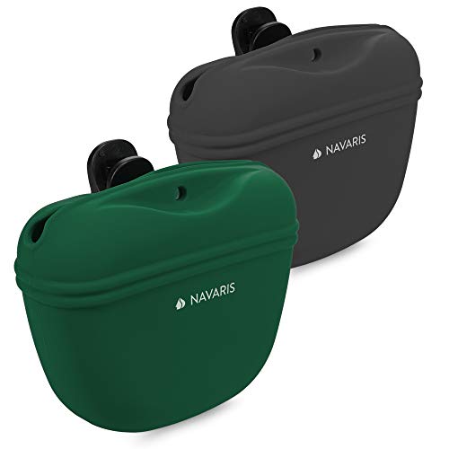 Navaris Set 2 Fundas de Silicona Porta golosinas de Perro - Estuches para Entrenamiento de Mascota Cachorro - Bolsas para recompensas premios Galletas