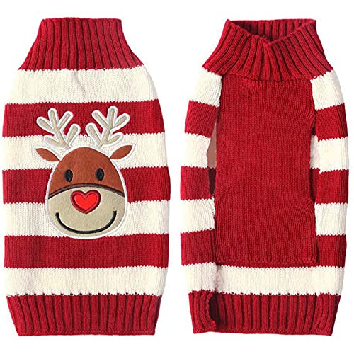 Navidad Mascotas suéter, Navidad Disfraz de Punto de Perro, Estilo navideño Perro Mascota Jersey, jersey de punto para cachorro, Invierno Perro Nieve Lana del Perrito Traje Caliente Ropa de Abrigo (S)