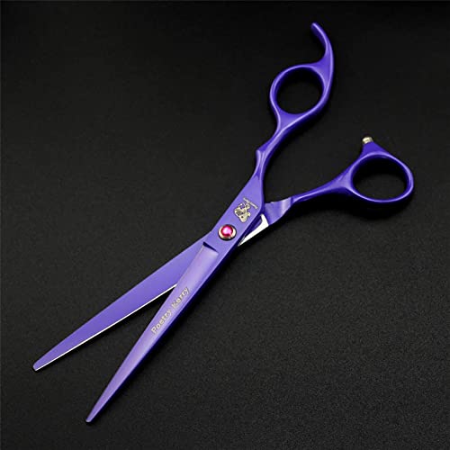 NBXLHAO Tijeras de Aseo para Mascotas de Lujo para Gatos y Perros, Juego de 3 Piezas de Pintura Morada, Kit de Recortadora Profesional de Acero 6CR de 7,0 Pulgadas, esteticistas, Corte Recto