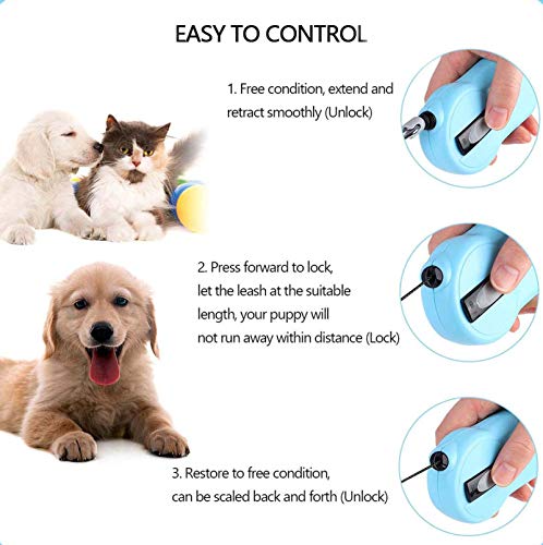 NBZLY -Correa para Perros Extensible, 360 ° Sin Enredos, Mini Correa para Perros 2M, Ideal para Razas Pequeñas, Perros, Gatos, Conejos De Menos De 10 Kg, con Freno Y Candado,2 Blue