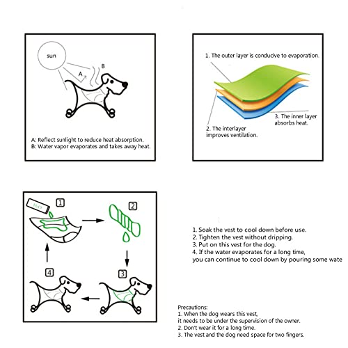 NC Chaleco de enfriamiento para Perros, Abrigos Ligeros evaporativos con arnés para Mascotas, Chaqueta de enfriamiento a Prueba de Sol con Hebilla Ajustable para Perros Grandes, medianos y pequeños