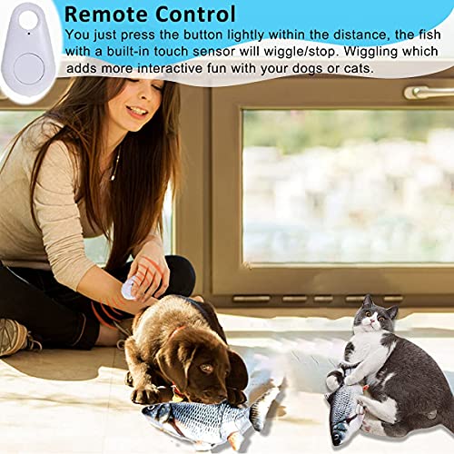 Nepfaivy Juguetes Pez para Gatos - Juguete Interactivo Hierba Gatera, Pez de Simulación de Felpa Móvil con Carga USB, Suministros para Gatos Que Se Pueden Usar para Morder