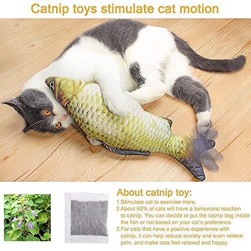 Nepfaivy Juguetes Pez para Gatos - Juguete Interactivo Hierba Gatera, Pez de Simulación de Felpa Móvil con Carga USB, Suministros para Gatos Que Se Pueden Usar para Morder (Yellow Fish)