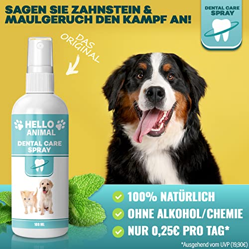 NEU: HelloAnimal® Dental Spray para perros y gatos – Eliminador de sarro también para espacios intermedios – Limpieza dental y cuidado dental – Spray dental para mal aliento