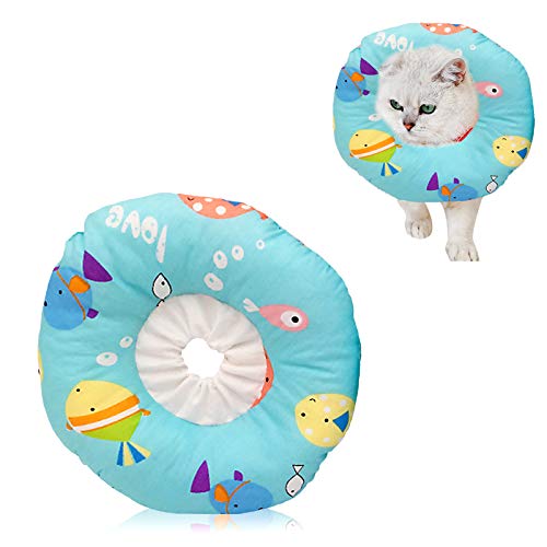 N/F LxwSin Collar Protector para Mascotas, Collar Protector de Gato, Ajustable Collar Suave Curativo Elizabeth para Mascota Después de la Cirugía, Gatito Cachorro Conejo Anti-Mordida Lamer Herida, S