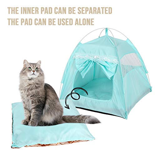 NIBESSER Cama para gatos de verano Tipi, cueva para gatos, extraíble, lavable, con alfombrilla de doble cara para perros, gatos y mascotas