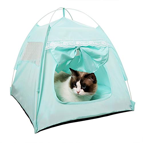 NIBESSER Cama para gatos de verano Tipi, cueva para gatos, extraíble, lavable, con alfombrilla de doble cara para perros, gatos y mascotas