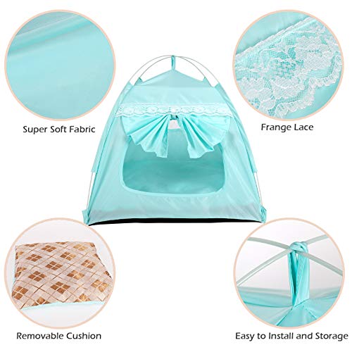 NIBESSER Cama para gatos de verano Tipi, cueva para gatos, extraíble, lavable, con alfombrilla de doble cara para perros, gatos y mascotas