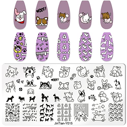 NICENEEDED Placas de Estampado para Decoración de Uñas para Perros Y Gatos NICENEEDED, Plantillas de Sellos de Uñas de 6 pieza para Equipos de Decoración de Uñas, con Diseño de Animales