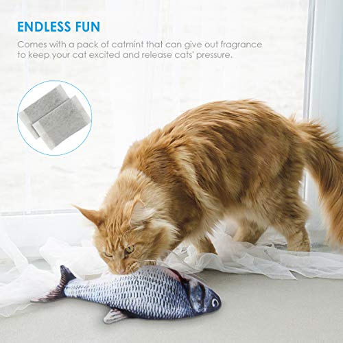 Nicoone Juguete de peluche para gatos Juguetes de peluche para gatos Juguetes de peluche para gatos Juguete de peluche eléctrico Wagging Fish Funny Interactive Pet Toy para gatos Gatito